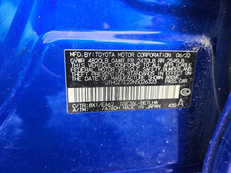 Продаж на аукціоні авто 2022 Lexus Is, vin: JTHGZ1E22N5026323, номер лоту: 67500746
