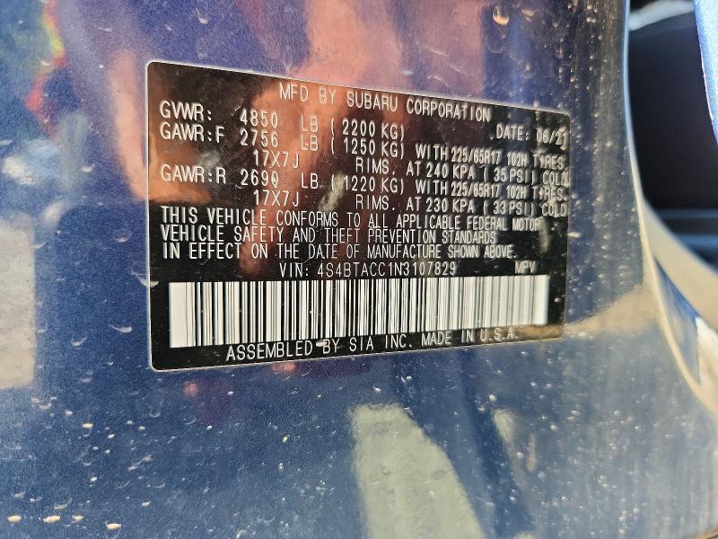 Продаж на аукціоні авто 2022 Subaru Outback, vin: 4S4BTACC1N3107829, номер лоту: 67359856