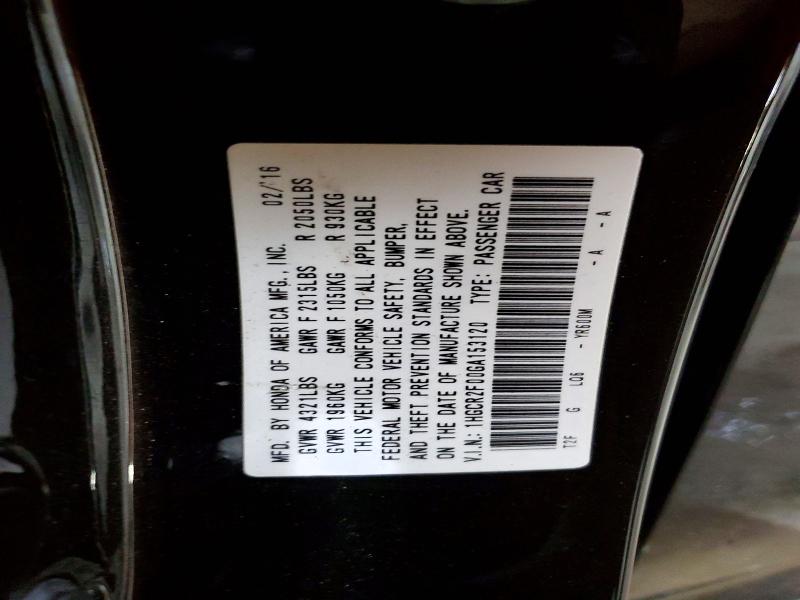 Auction sale of the 2016 Honda Accord, vin: 1HGCR2F00GA153120, lot number: 69392916