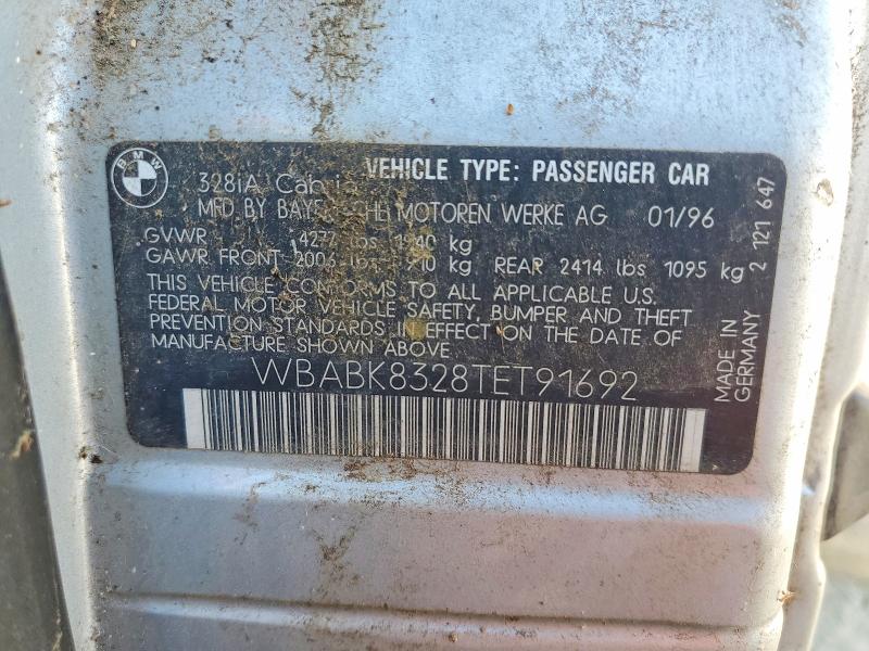 Aukcja sprzedaży 1996 Bmw 328, vin: WBABK8328TET91692, numer aukcji: 69386876