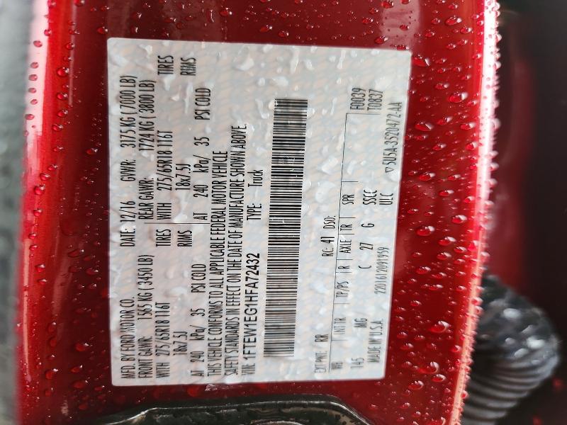 Продаж на аукціоні авто 2017 Ford F150, vin: 1FTEW1EG1HFA72432, номер лоту: 69312906