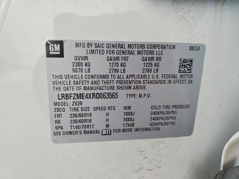 68789196 :رقم المزاد ، LRBFZME4XRD063565 vin ، 2024 Buick Envision مزاد بيع