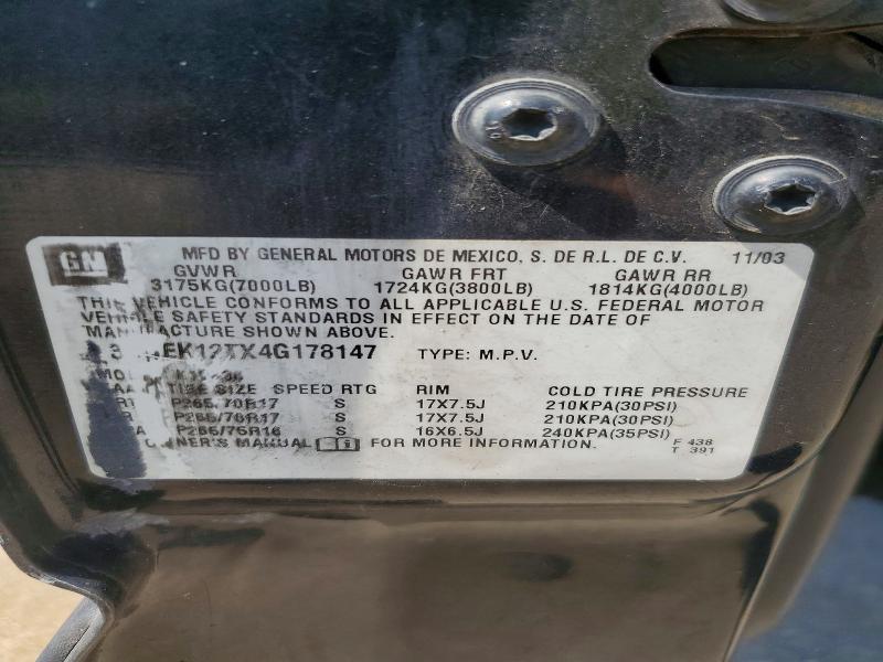 67450046 :رقم المزاد ، 3GNEK12TX4G178147 vin ، 2004 Chevrolet Avalanche مزاد بيع