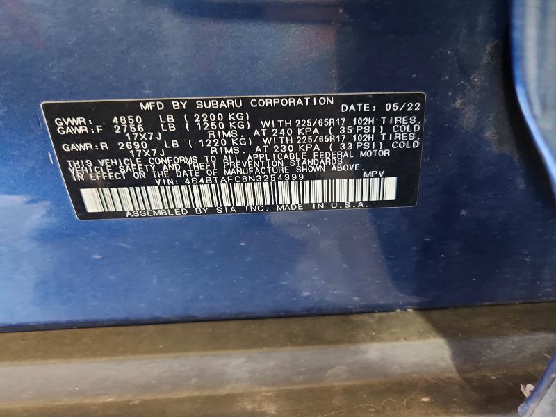 Aukcja sprzedaży 2022 Subaru Outback, vin: 4S4BTAFC8N3254399, numer aukcji: 67281476