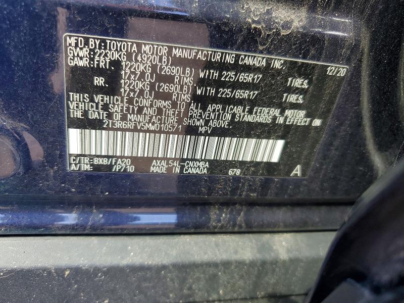 69370706 :رقم المزاد ، 2T3R6RFV5MW010571 vin ، 2021 Toyota Rav4 Hybrid مزاد بيع