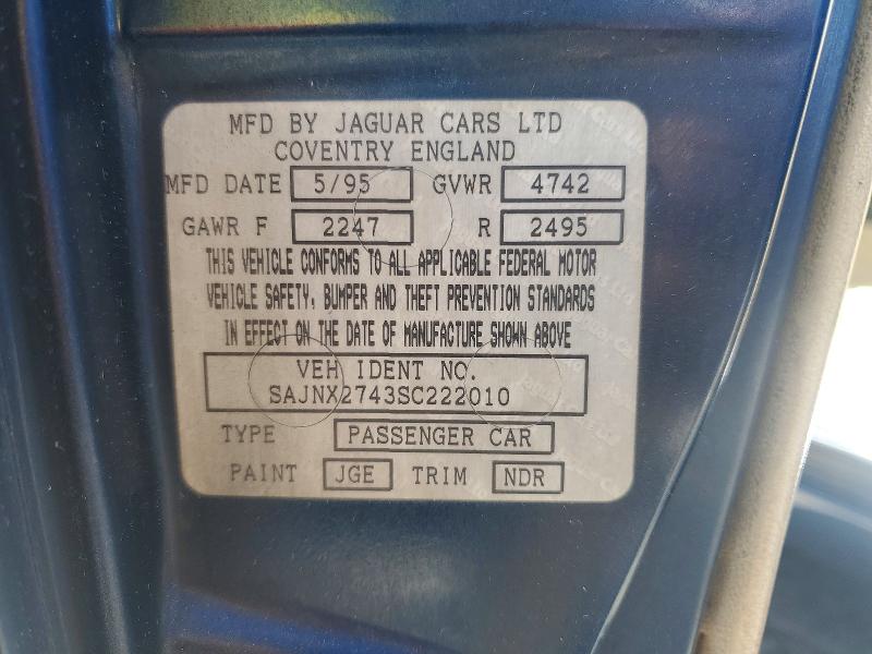 Продажа на аукционе авто 1995 Jaguar Xjs, vin: SAJNX2743SC222010, номер лота: 66888986