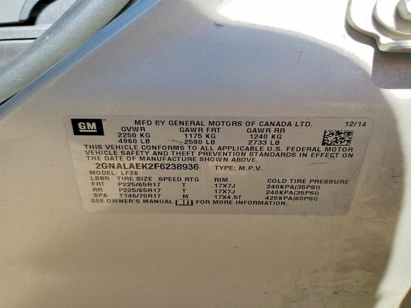 Aukcja sprzedaży 2015 Chevrolet Equinox, vin: 2GNALAEK2F6238936, numer aukcji: 71037966