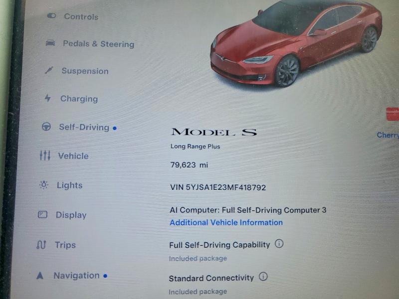 Продажа на аукционе авто 2021 Tesla Model S, vin: 5YJSA1E23MF418792, номер лота: 67470606