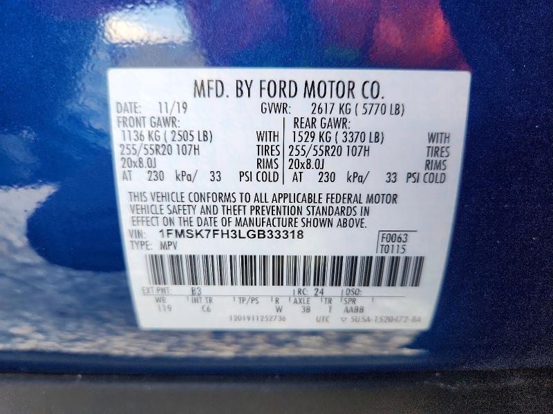 Продаж на аукціоні авто 2020 Ford Explorer, vin: 1FMSK7FH3LGB33318, номер лоту: 68444676