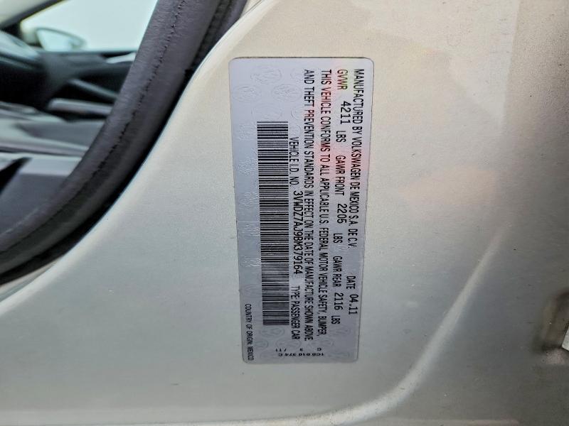 2011 Volkswagen Jetta მანქანა იყიდება აუქციონზე, vin: 3VWDZ7AJ9BM379164        , აუქციონის ნომერი: 68937466