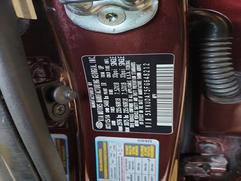 69635056 :رقم المزاد ، 5XYKUDA75FG648212 vin ، 2015 Kia Sorento مزاد بيع