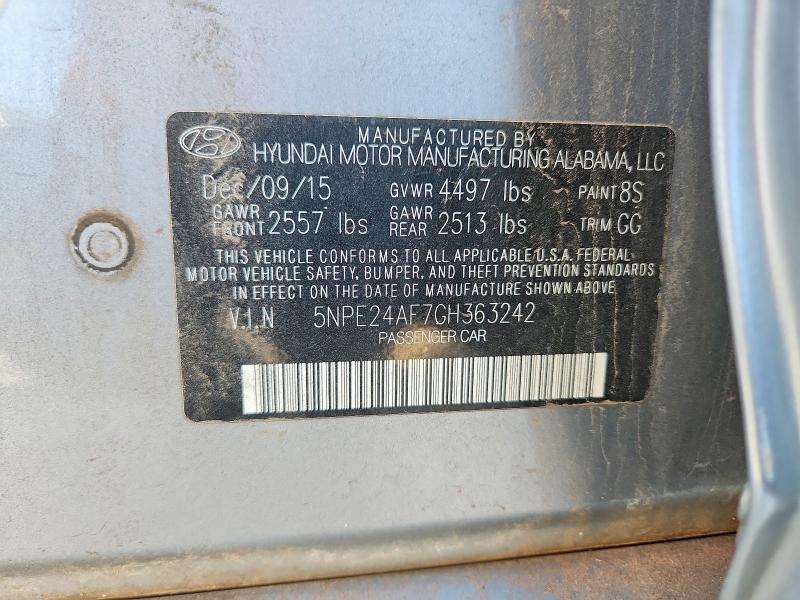 Auction sale of the 2016 Hyundai Sonata, vin: 5NPE24AF7GH363242, lot number: 69166736