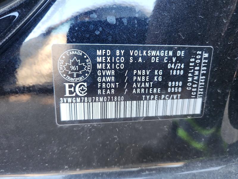 69192106 :رقم المزاد ، 3VWGM7BU7RM071800 vin ، 2024 Volkswagen Jetta مزاد بيع