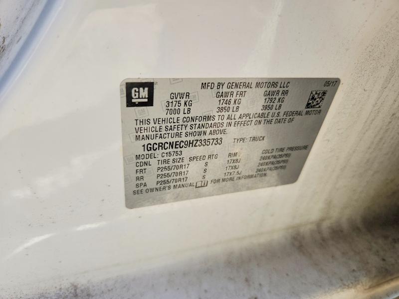 2017 Chevrolet Silverado მანქანა იყიდება აუქციონზე, vin: 1GCRCNEC9HZ335733, აუქციონის ნომერი: 70489646