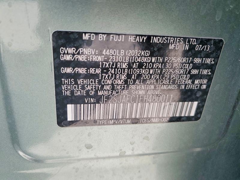 Aukcja sprzedaży 2014 Subaru Forester, vin: JF2SJAEC1EH480011, numer aukcji: 67214256