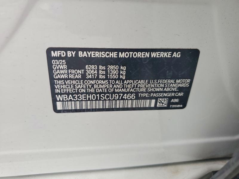 67301546 :رقم المزاد ، WBA33EH01SCU97466 vin ، 2025 Bmw 740 مزاد بيع