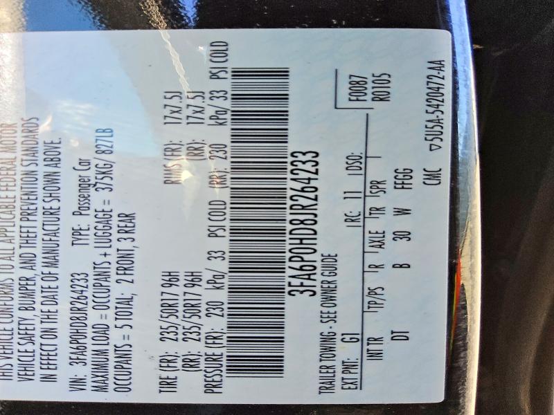 Продаж на аукціоні авто 2018 Ford Fusion, vin: 3FA6P0HD8JR264233, номер лоту: 67980966