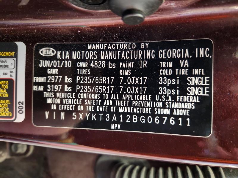 Продажа на аукционе авто 2011 Kia Sorento, vin: 5XYKT3A12BG067611, номер лота: 70946026