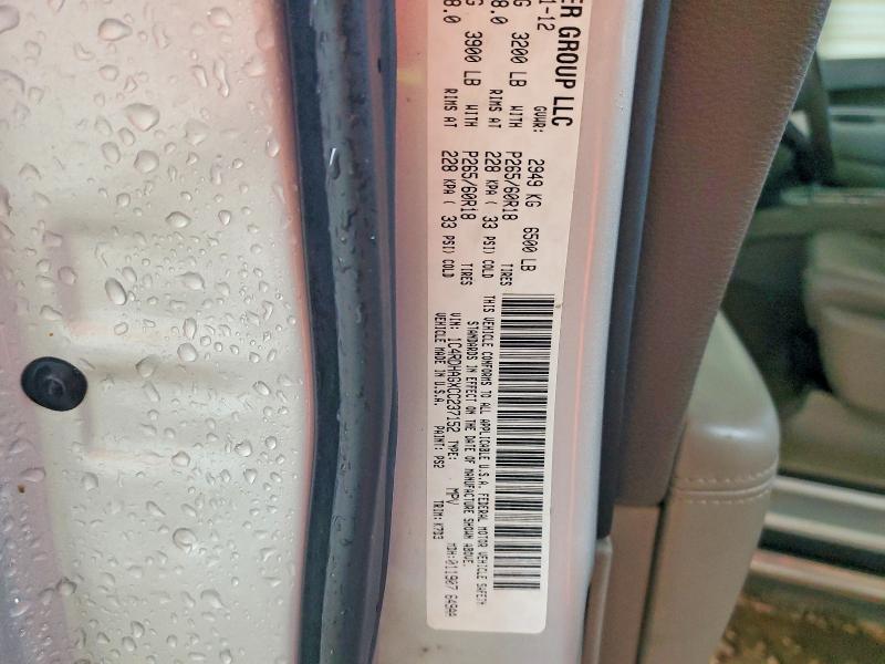 70004766 :رقم المزاد ، 1C4RDHAGXCC237152 vin ، 2012 Dodge Durango مزاد بيع