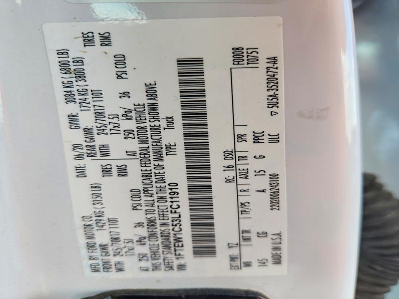 Aukcja sprzedaży 2020 Ford F150, vin: 1FTEW1C53LFC11910, numer aukcji: 70861406