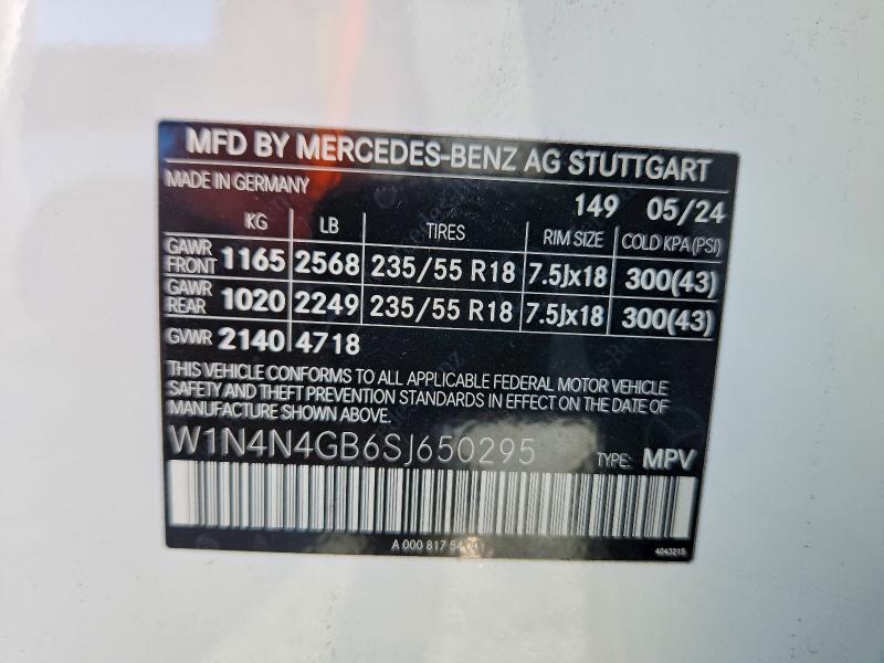 69438406 :رقم المزاد ، W1N4N4GB6SJ650295 vin ، 2025 Mercedes-benz Gla مزاد بيع