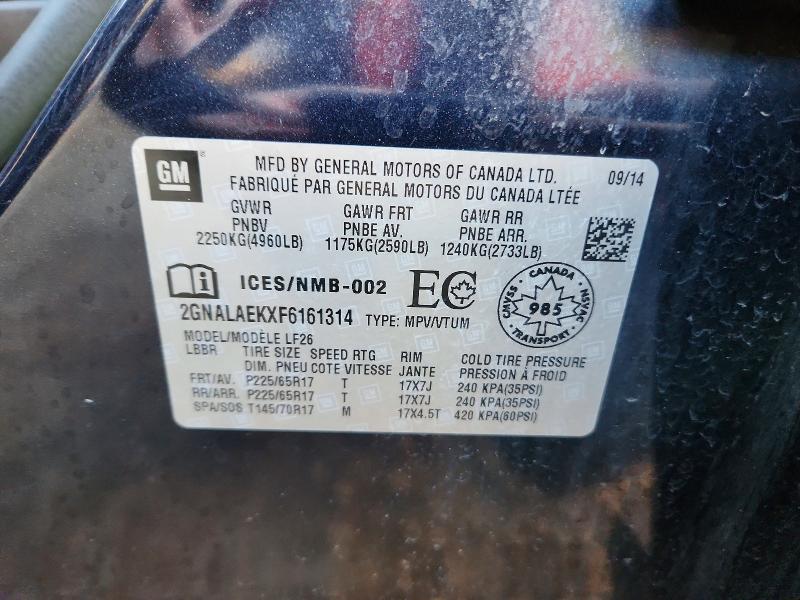 Aukcja sprzedaży 2015 Chevrolet Equinox, vin: 2GNALAEKXF6161314, numer aukcji: 69072856