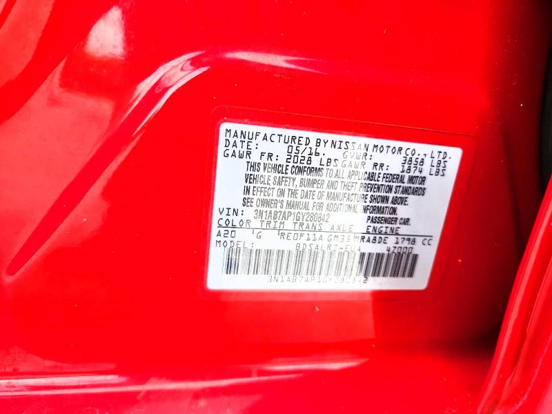Aukcja sprzedaży 2016 Nissan Sentra, vin: 3N1AB7AP1GY280842, numer aukcji: 70186436