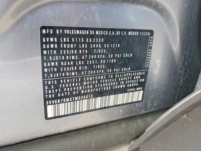 Aukcja sprzedaży 2026 Volkswagen Tiguan, vin: 3VVER7RMXTM034413, numer aukcji: 67889906