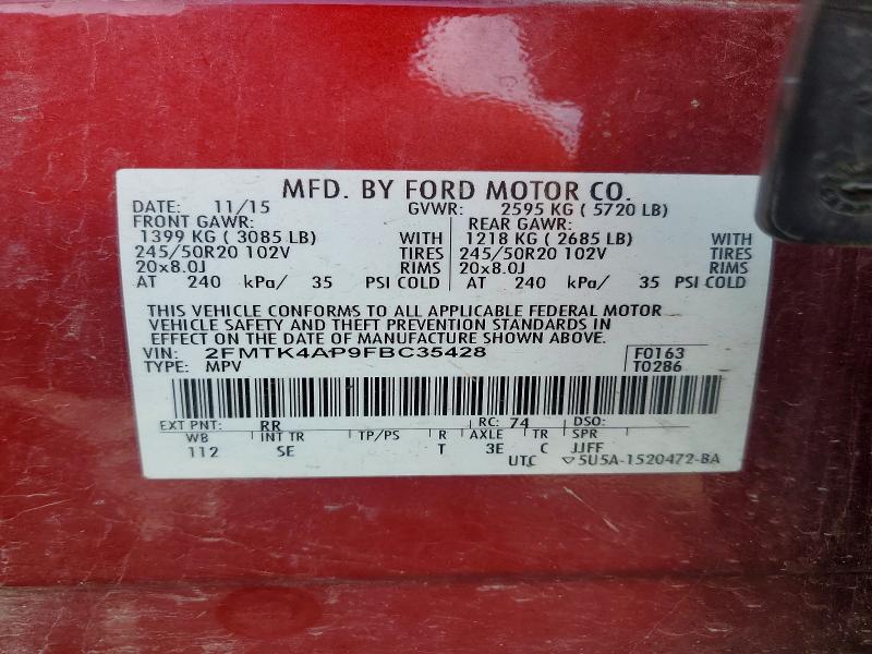 2015 Ford Edge მანქანა იყიდება აუქციონზე, vin: 2FMTK4AP9FBC35428, აუქციონის ნომერი: 70549286