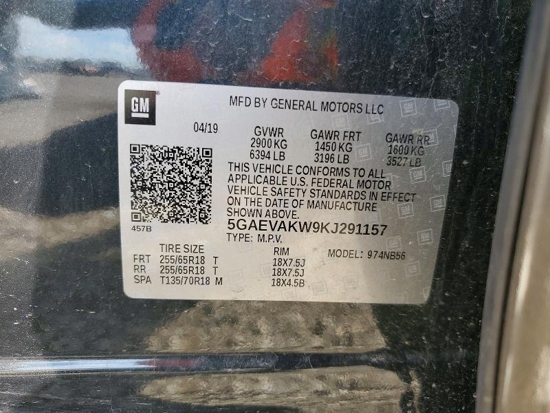 2019 Buick Enclave მანქანა იყიდება აუქციონზე, vin: 5GAEVAKW9KJ291157, აუქციონის ნომერი: 68509356