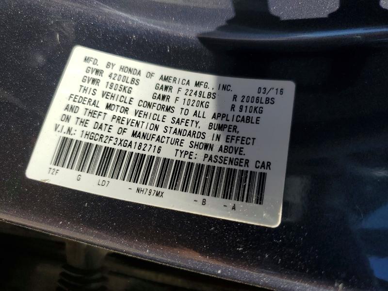 Продаж на аукціоні авто 2016 Honda Accord, vin: 1HGCR2F3XGA182716, номер лоту: 70860536