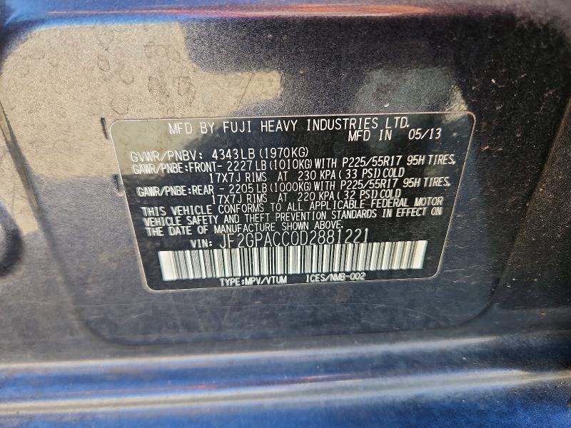 Продажа на аукционе авто 2013 Subaru Xv Crosstrek, vin: JF2GPACC0D2881221, номер лота: 70684386