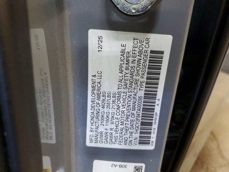 2026 Honda Accord მანქანა იყიდება აუქციონზე, vin: 1HGCY2F84TA000095, აუქციონის ნომერი: 70143756