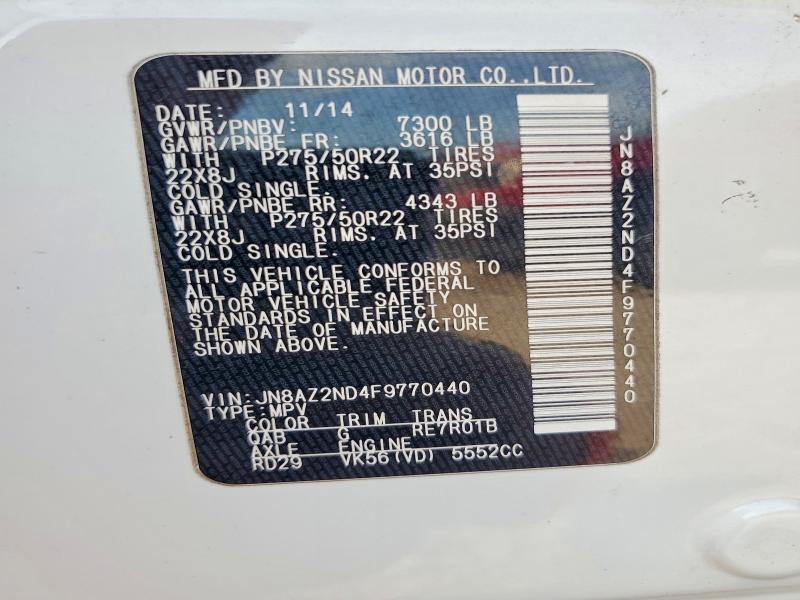 Aukcja sprzedaży 2015 Infiniti Qx80, vin: JN8AZ2ND4F9770440, numer aukcji: 70653456