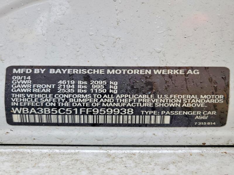 2015 Bmw 328 მანქანა იყიდება აუქციონზე, vin: WBA3B5C51FF959938, აუქციონის ნომერი: 67135106