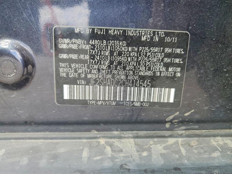Продаж на аукціоні авто 2012 Subaru Forester, vin: JF2SHADC2CH414545, номер лоту: 67501626