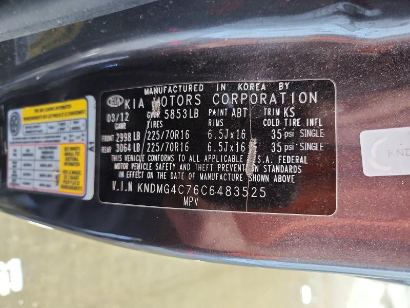 67755846 :رقم المزاد ، KNDMG4C76C6483525 vin ، 2012 Kia Sedona مزاد بيع
