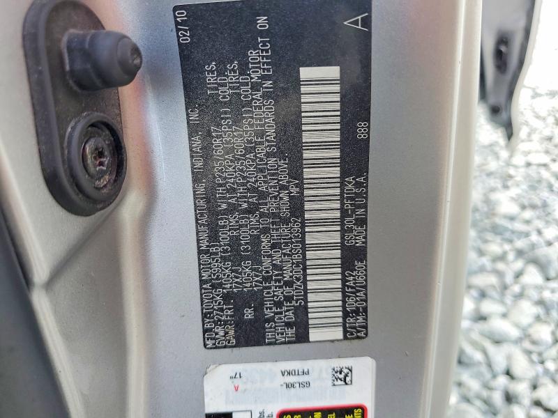 2011 Toyota Sienna მანქანა იყიდება აუქციონზე, vin: 5TDZK3DC1BS013962, აუქციონის ნომერი: 69901746