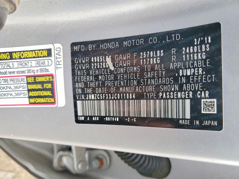 Продажа на аукционе авто 2018 Honda Clarity, vin: JHMZC5F33JC011084, номер лота: 69697116