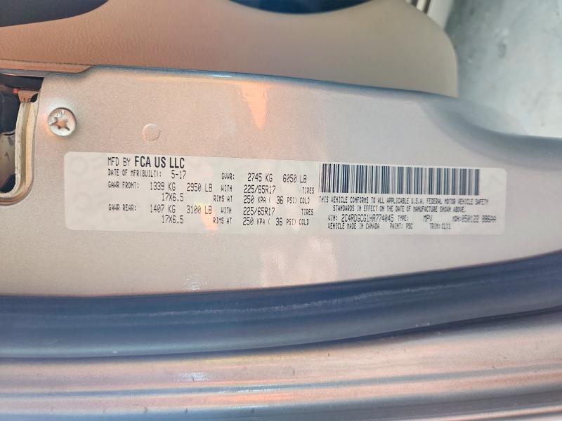 67447826 :رقم المزاد ، 2C4RDGCG1HR774045 vin ، 2017 Dodge Grand Caravan مزاد بيع
