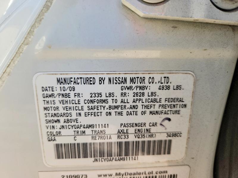 68049696 :رقم المزاد ، JN1CY0AP4AM911141 vin ، 2010 Infiniti M35 مزاد بيع