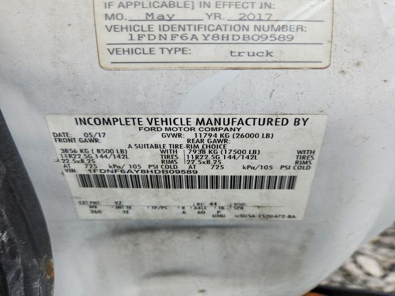 Продажа на аукционе авто 2017 Ford F650, vin: 1FDNF6AY8HDB09589, номер лота: 66938256