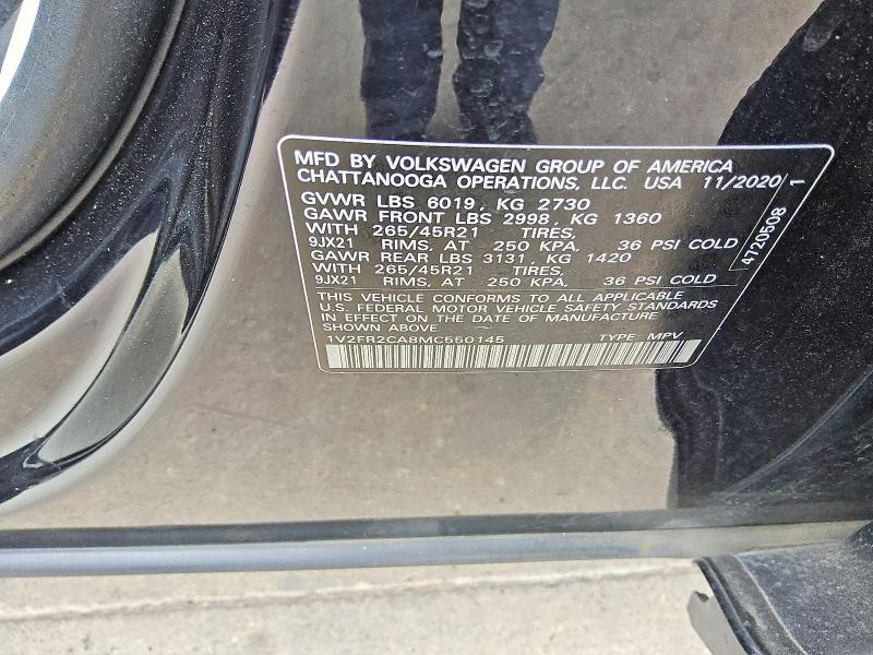 Продаж на аукціоні авто 2021 Volkswagen Atlas, vin: 1V2FR2CA8MC550145, номер лоту: 67563766