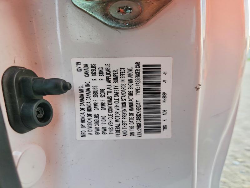 Продажа на аукционе авто 2019 Honda Civic, vin: 2HGFC4B82KH303471, номер лота: 69060406