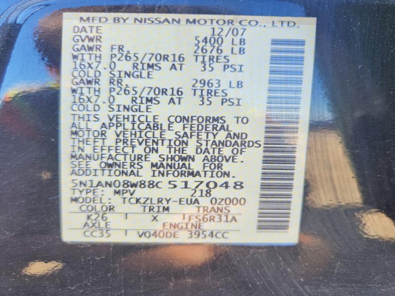 Aukcja sprzedaży 2008 Nissan Xterra, vin: 5N1AN08W88C517048, numer aukcji: 69762626