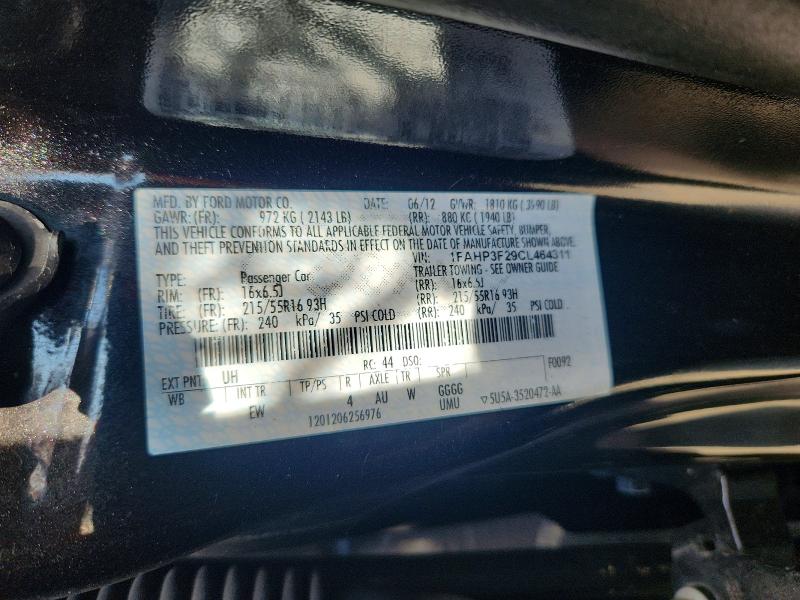 68014166 :رقم المزاد ، 1FAHP3F29CL464311 vin ، 2012 Ford Focus مزاد بيع