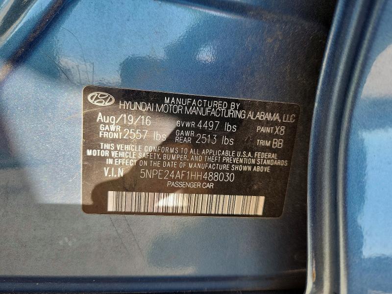 2017 Hyundai Sonata მანქანა იყიდება აუქციონზე, vin: 5NPE24AF1HH488030, აუქციონის ნომერი: 71063156