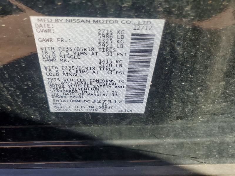 Продаж на аукціоні авто 2013 Infiniti Jx35, vin: 5N1AL0MM6DC327317, номер лоту: 70743016