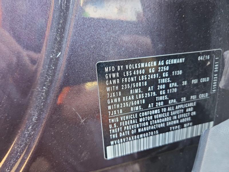 Aukcja sprzedaży 2016 Volkswagen Tiguan, vin: WVGBV7AX8GW607815, numer aukcji: 68160836