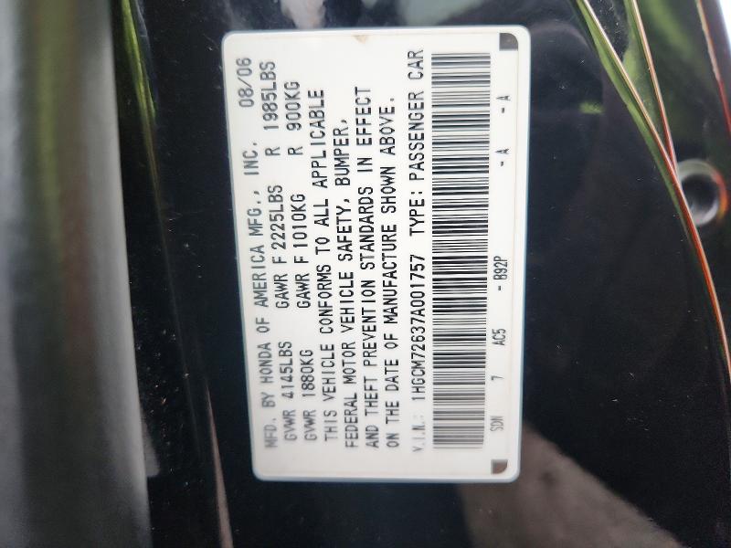 Продажа на аукционе авто 2007 Honda Accord, vin: 1HGCM72637A001757, номер лота: 69722386